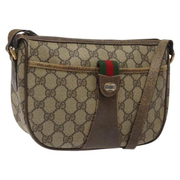GUCCI GG Supreme Web Sherry Line Shoulder Bag PVC Beige 89 02 032 Auth 122136 - Picture 1 of 15